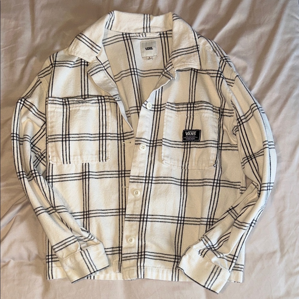 Vans Women’s White & Black Plaid Button-Up Jacket